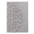 Dettaglio copertina per invito matrimonio argento glitter con motivo floreale taglio laser - Argento Glitter