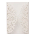 Laser-cut glitter paper wedding invitation cover in elegant pearl white shimmer finish - Glitter Ivory