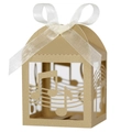 Macro view of champagne gold musical note favor box with laser-cut stave patterns - 5*5*8CM / Beige Gold