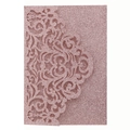 Custodia per invito di nozze tagliata a laser color oro rosa glitterato con intagli - Rosa Scintillante