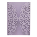 Lavender purple laser-cut wedding invitation with elegant floral vine hollow design - Lilac Purple