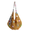Sac fourre-tout jaune au crochet avec fleurs 3D et bandoulière bohème colorée - Jaune