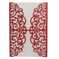 Elegant red laser-cut invitation cover with glitter finish and vine patterns - Glitter Red