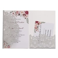Elegant laser-cut silver glitter wedding invitation set with floral card and RSVP note - Glitter Silver