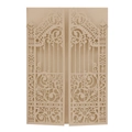 Elegant khaki laser cut wedding invitation card featuring a vintage gate and floral patterns - Champagne Gold