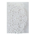 Detailed laser-cut heart pattern on elegant white bridal invitation cover with lace design - White