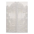 Invitation argentée pailletée découpée au laser avec motif floral ajouré élégant - Argenté