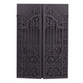 Laser cut black wedding invitation card featuring intricate vintage gate design and patterns - Black