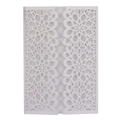 Intricate laser-cut white wedding invitation sleeve with floral hollow patterns - White