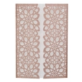 Macro detail of rose gold glitter laser cut invitation cover with hollow floral patterns - Glitter Champagne Gold
