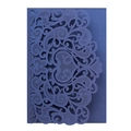 Macro view of navy blue laser-cut heart invitation card made of premium pearlescent paper - Magic Blue