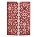 Detailed laser-cut floral pattern on red glitter wedding invitation card cover - Glitter Red
