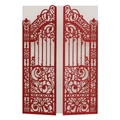Couverture d'invitation rouge pailleté découpée au laser avec motif de porte européenne - Rouge