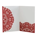 Elegant red glitter laser-cut wedding invitation card with mandala hollow design - Glitter Red