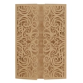 Detailed laser cut filigree pattern on brown kraft paper wedding invitation cover - Beige Gold