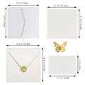 Detailed size guide for dark green wedding invitation set with butterfly seal stickers - White (Full Set)