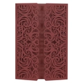 Elegant burgundy laser-cut wedding invitation cover with intricate scrollwork and heart motif - Dark Red