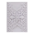 Elegant white laser-cut wedding invitation cover with intricate floral patterns - White (Shell)