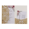 Partecipazioni di nozze glitter oro intagliate al laser con interni floreali e RSVP - Giallo Oro Scintillante / Set Completo