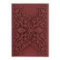 Elegant burgundy laser-cut floral wedding invitation card cover with intricate hollow design - Dark Red