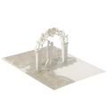 3D laser-cut wedding invitation card with glitter silver arch and couple silhouette - Silver Glitter
