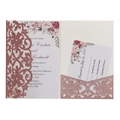 Set inviti matrimonio taglio laser oro rosa con inserto floreale e cartolina di risposta - Rosa Scintillante / Set Completo