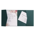 Edle dunkelgrüne Hochzeitseinladung im Pocketfold-Design mit floraler Karte und RSVP - Dunkelgrün (Komplettset)