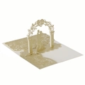 3D hollow gold glitter wedding invitation featuring a romantic couple under an archway - Light Gold Glitter