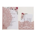 Pink glitter laser-cut wedding invitation set with elegant floral insert cards - Glitter Pink