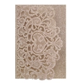 Detail of laser-cut lace champagne gold glitter cardstock for wedding invitations - Rose Gold
