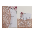 Invitation de mariage découpée au laser pailleté or rose avec cartes fleuries - Or Champagne Pailleté