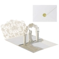 Detail der 3D-Laser-Hochzeitseinladung mit Glitzerakzenten und Goldverschluss-Umschlag - Glitzersilber (Komplettset)