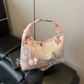 Sac hobo rose de style chinois avec broderies fines et glands décoratifs élégants - Carpe Koi Rose
