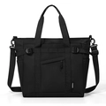 Grande borsa tote tattica in nylon nero con doppi manici e tracolla regolabile - Nero