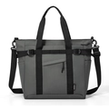 Borsa tote in nylon grigio scuro con tracolla regolabile e tasche multiple - grigio scuro