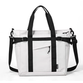 Borsa tote beige grande capacità con cinturini neri e logo NONGKA moderno - Bianco