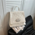 Sac à dos blanc pour femme en jacquard floral avec logo nika et bretelles - Blanc