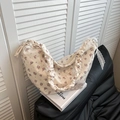 Sac oxford beige à imprimé fleuri avec bandoulière froncée et nœud en dentelle blanche - HEMU-107 / Fleur Rouge