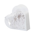 Detalle caja de caramelos corazón calada con láser con motivo Love y cinta blanca fina - Blanco