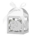 Caja de dulces blanca cortada con láser diseño de oveja con cinta para baby shower - Blanco