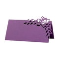 Laser cut hollow flower name place card in purple pearlescent paper for wedding table - 10*10CM / Dark Purple