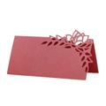 Elegant red laser-cut floral place card made of premium pearlescent paper for weddings - 10*10CM / Pearlescent Red