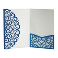 Navy blue glitter laser cut invitation cover with intricate scrollwork patterns - Sapphire Blue