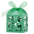 Green Christmas snowman gift box with laser-cut design and satin ribbon bow decoration - Dark Green