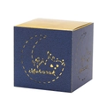 Blue and gold cube gift box with Mubarak laser-cut moon for Ramadan party candy - 5*5*8CM / Magic Blue