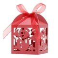 Red Christmas snowman hollow gift box with ribbon for festive candy and chocolate packaging - Pearlescent Red