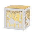 Detail of white and gold gift box with laser-cut star and moon mosque patterns - 5*5cm / Reflective Silver