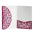 Glittery rose red hollow laser-cut wedding invitation cover with heart vine pattern - Rose Red
