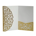 Elegant gold glitter laser cut invitation cover with intricate hollow vine patterns - Gold Yellow