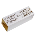 Elegant white and gold LOVE heart laser cut candy boxes for romantic wedding parties - White / 5*5cm